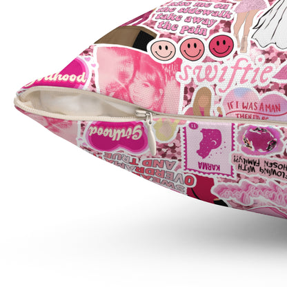 Pink Swiftie Square Pillow with Insert, Offered in 4 Sizes