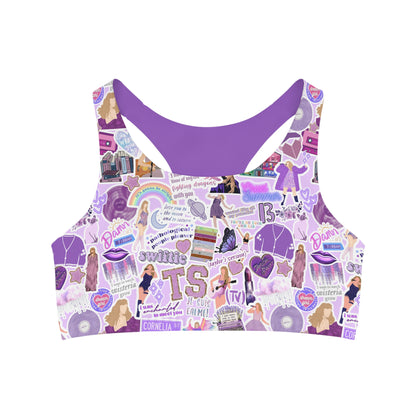 Teen & Adult Swiftie Purple Double Lined Seamless Sports Bra