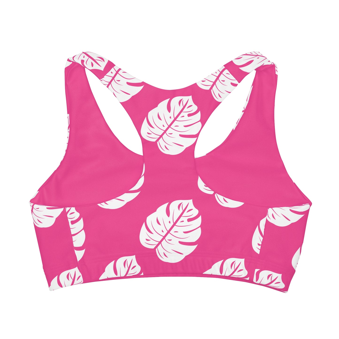 Pink and White Tropical Girls' Double Lined Seamless Sports Bra