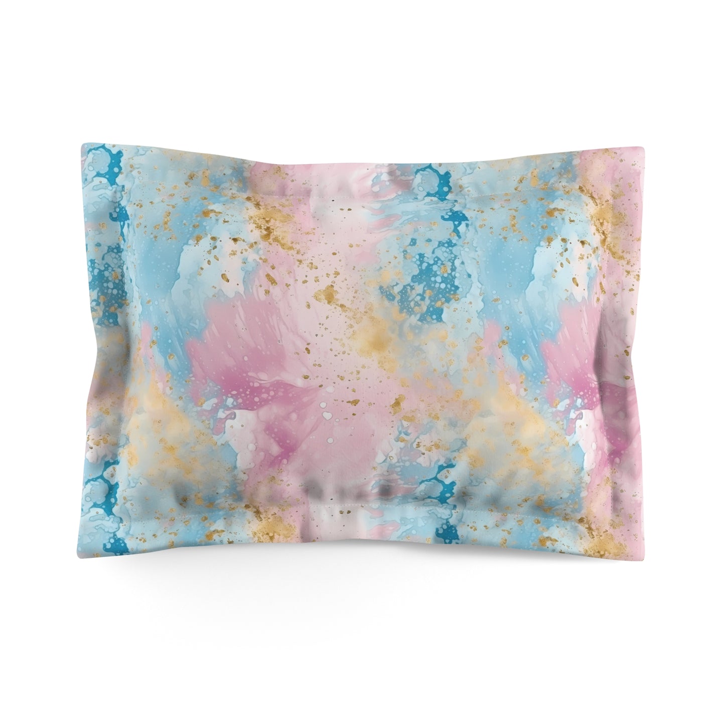 Pink & Blue Marble Pillow Sham, Design on Front and Cream Back, Please Select QTY 2 for a Pair