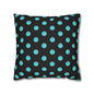 Black and Teal Smiley Face Square Polyester Pillowcase