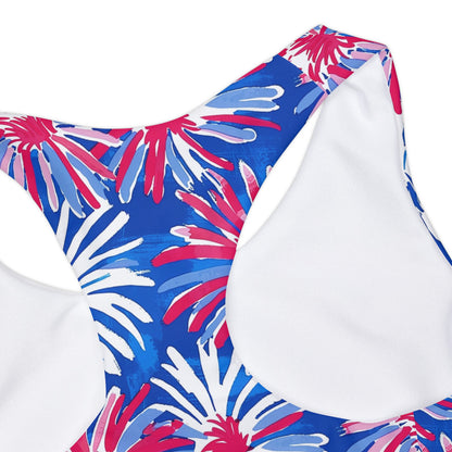 Preppy 4th of July Fireworks Girls Two Piece Swimsuit