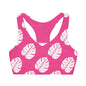 Pink and White Tropical Girls' Double Lined Seamless Sports Bra