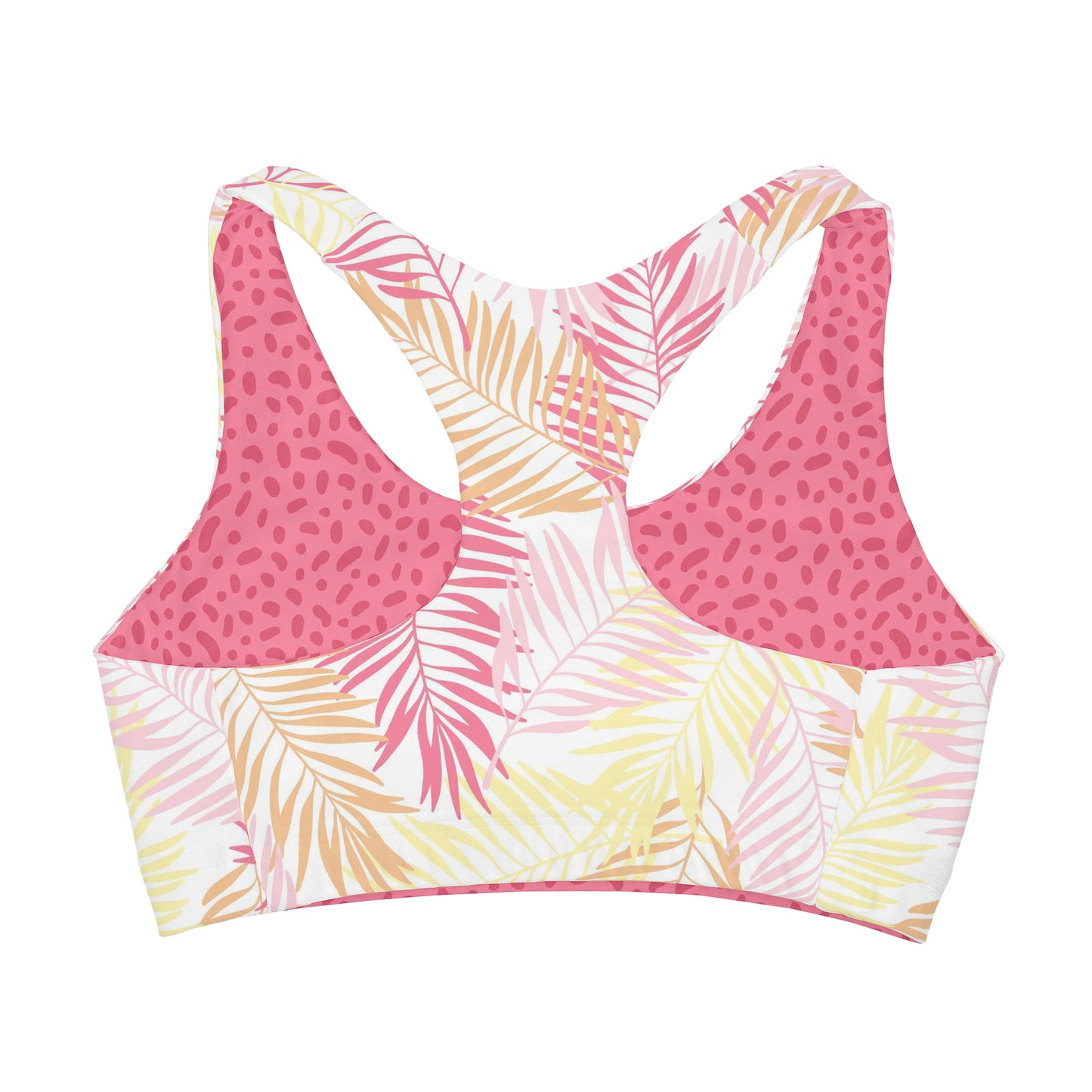 Tropical Leaf Pink, Orange and Yellow Girls Sports Bra