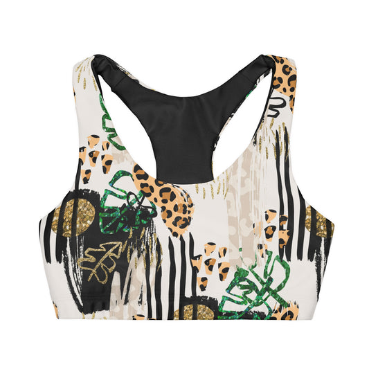 Jungle Abstract  Black and Gold Girls Cheer and Dance Sports Bra