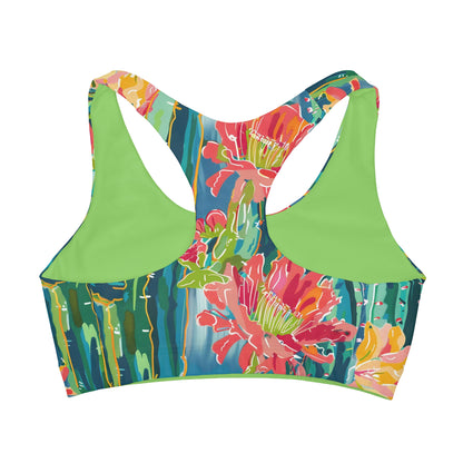 Preppy Cactus 2 Girls Seamless Sports Bra