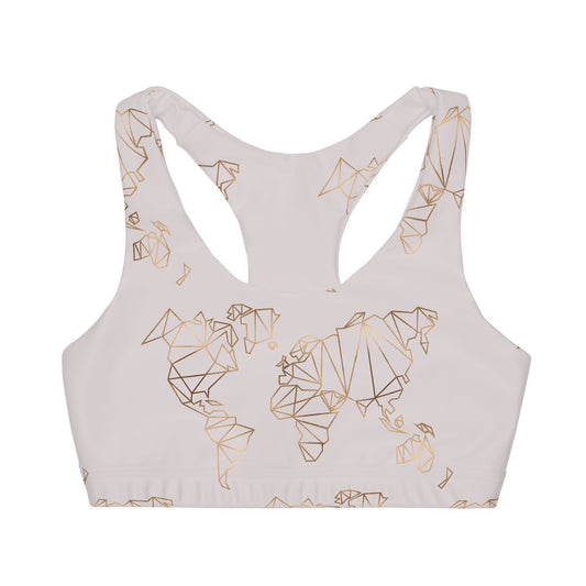 Blush & Gold World Map Seamless Sports Bra