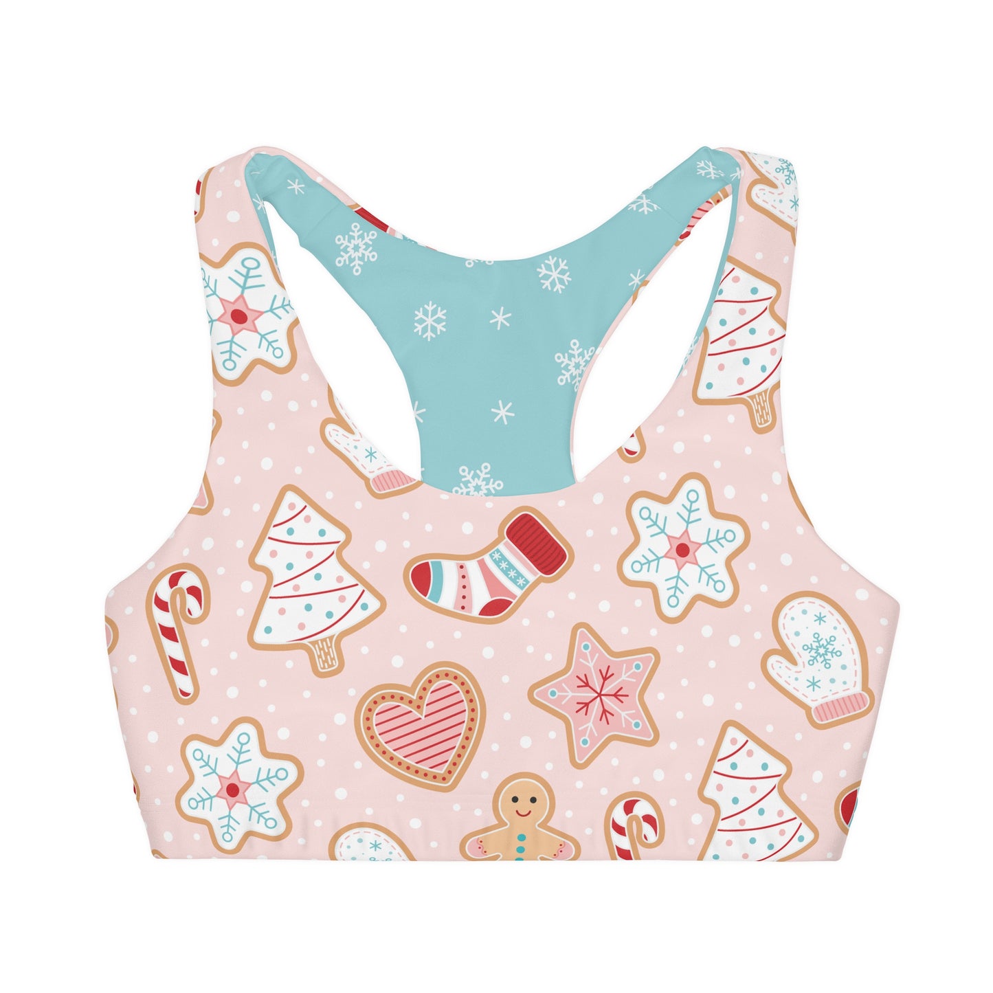 Pink & Blue Christmas Cookie Girls Sports Bra