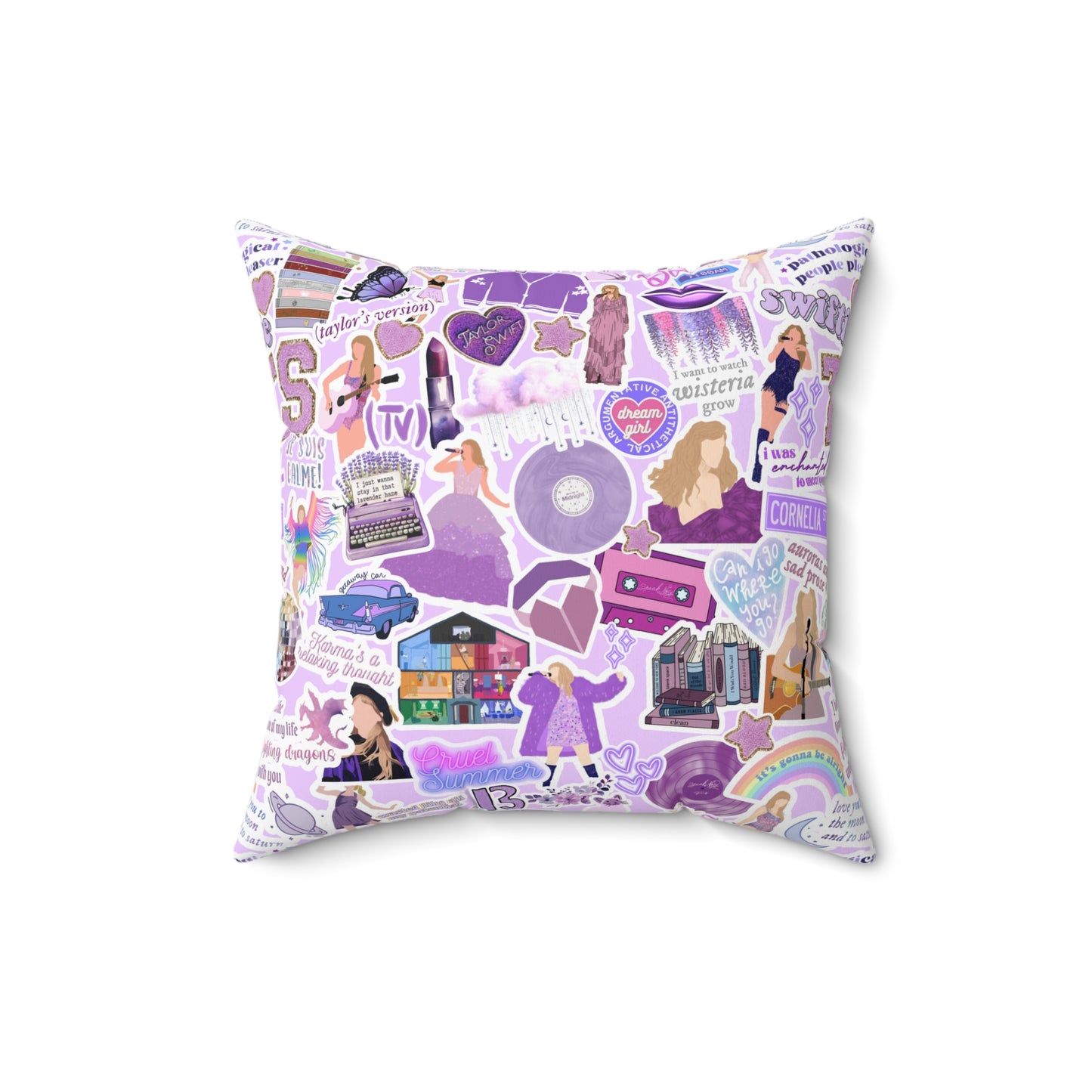 Purple Swiftie Square Pillow with Insert, Offered in 4 Sizes