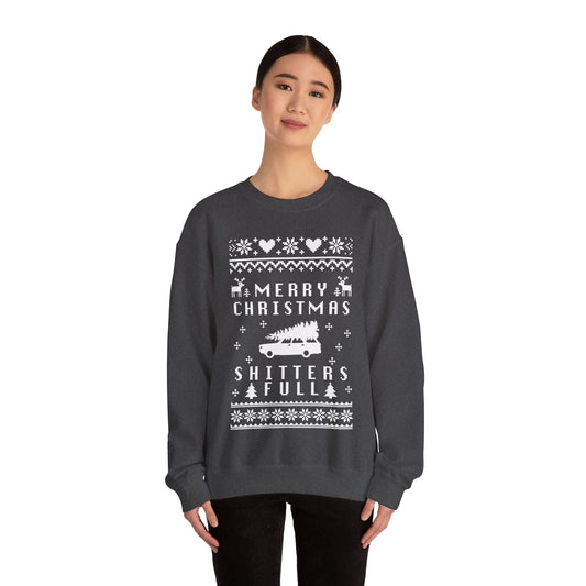 Merry Christmas the Shitters is Full Ugly Sweater Party Crewneck Sweatshirt