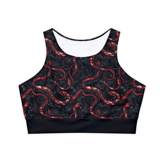 TEEN/ADULT Swiftie Black and Red Snake Padded & Lined Sports Bra