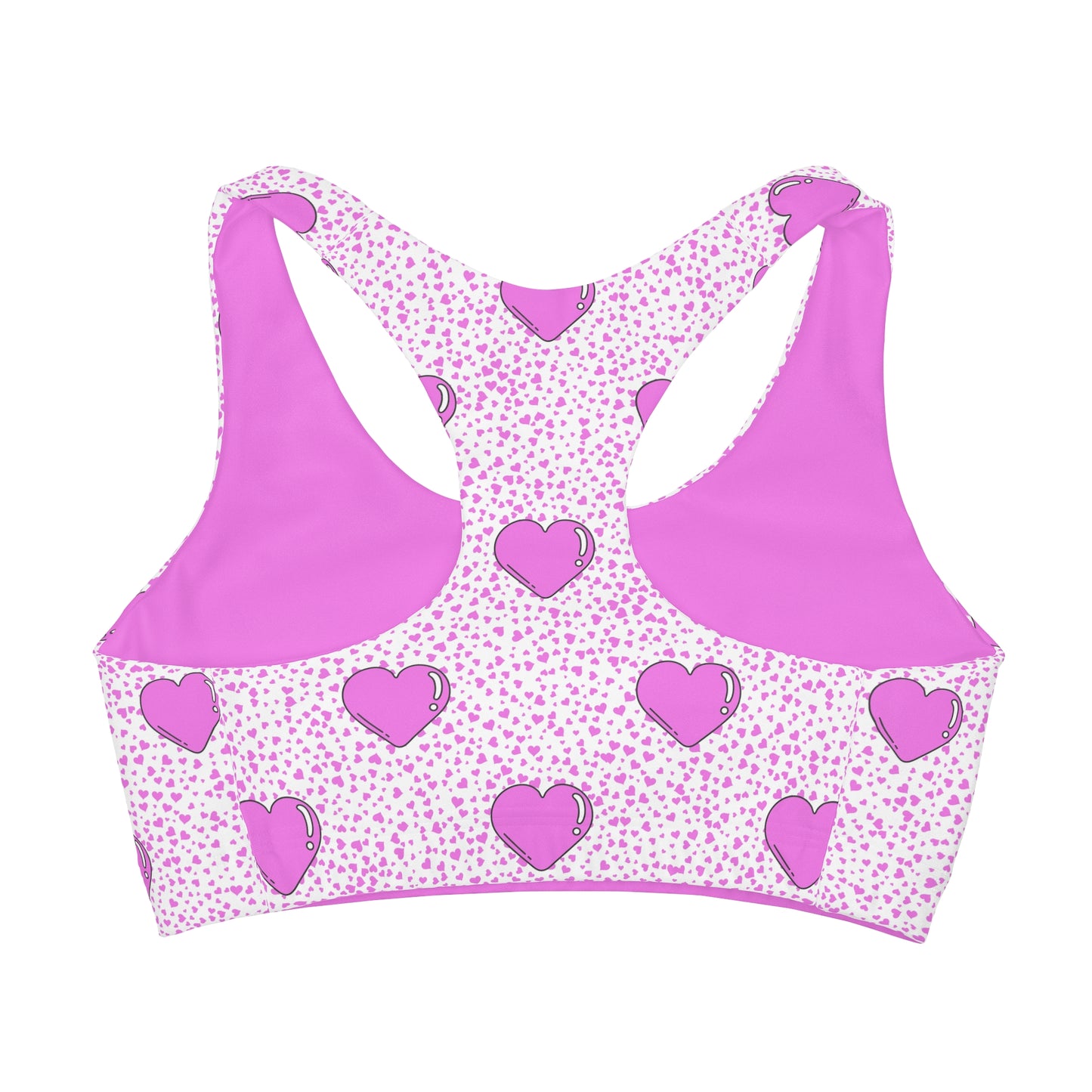 Pink Hearts Girls' Double Lined Seamless Sports Bra