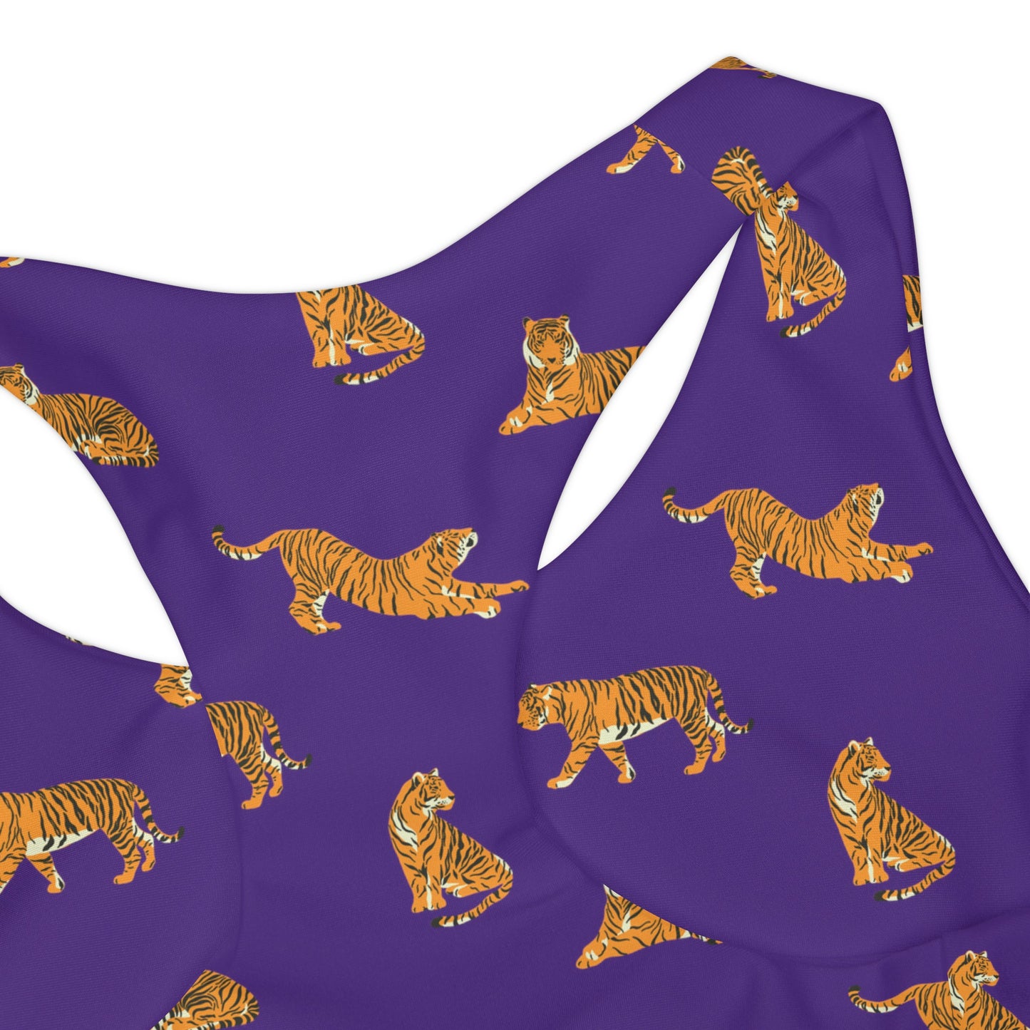 All Over Tiger, Clemson Style Purple Girls Two Piece White Swimsuit