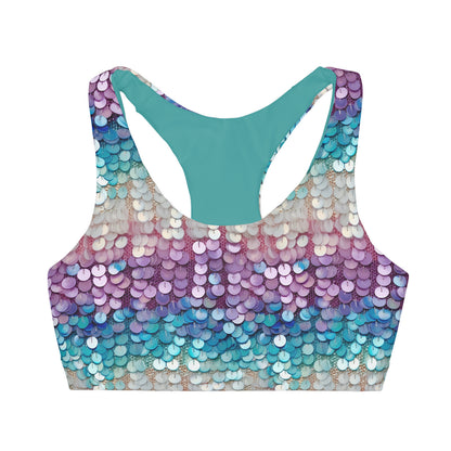 Swiftie Teal and Purple Girls' Double Lined Seamless Sports Bra