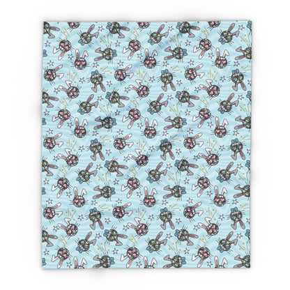 Blue Disco Bunny Arctic Fleece Blanket