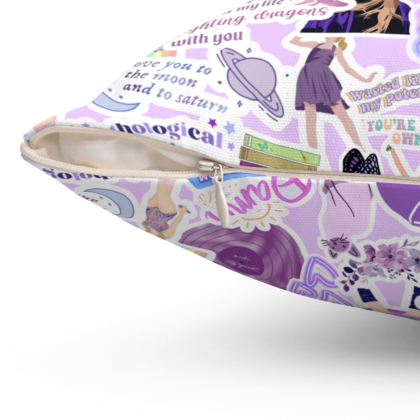 Purple Swiftie Square Pillow with Insert, Offered in 4 Sizes