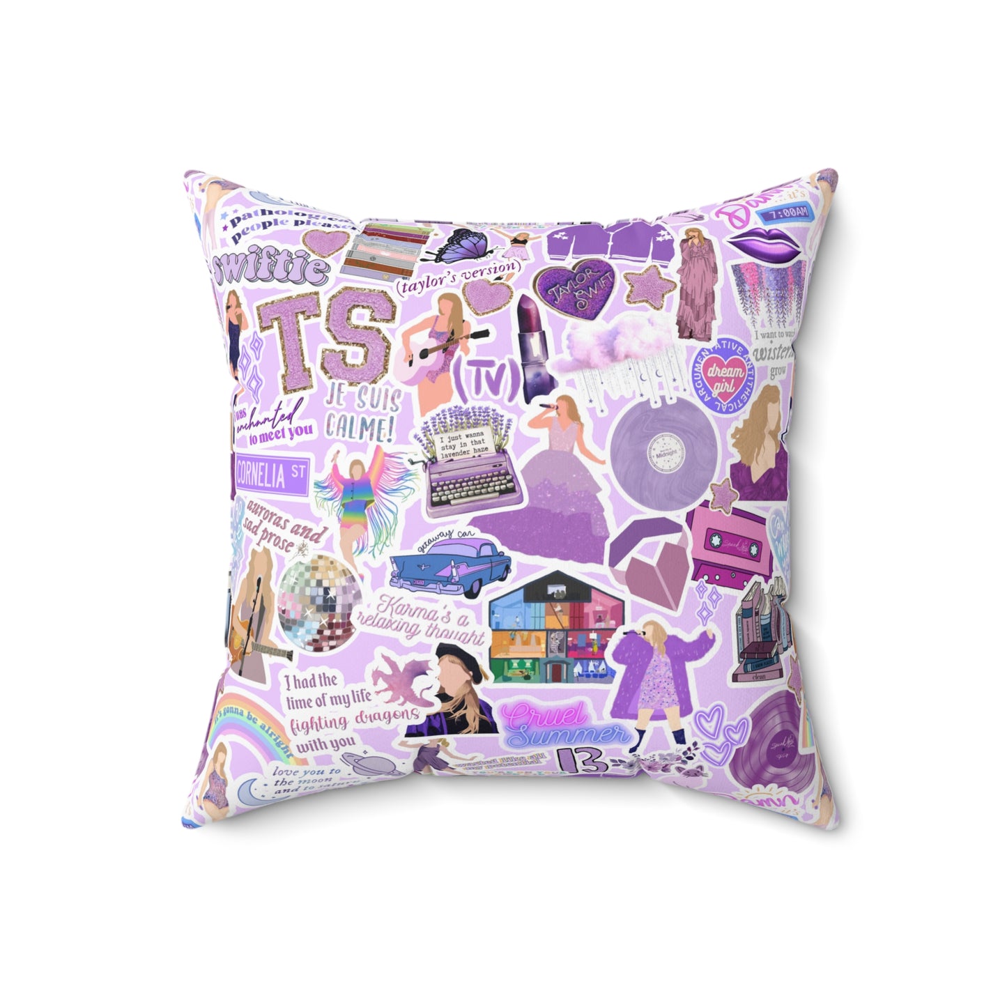 Purple Swiftie Square Pillow with Insert, Offered in 4 Sizes