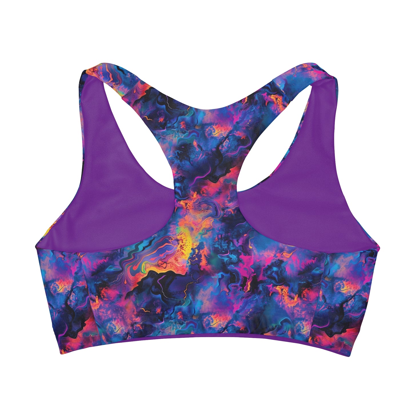 Neon Tie Dye Purple Fire Girls Seamless Sports Bra