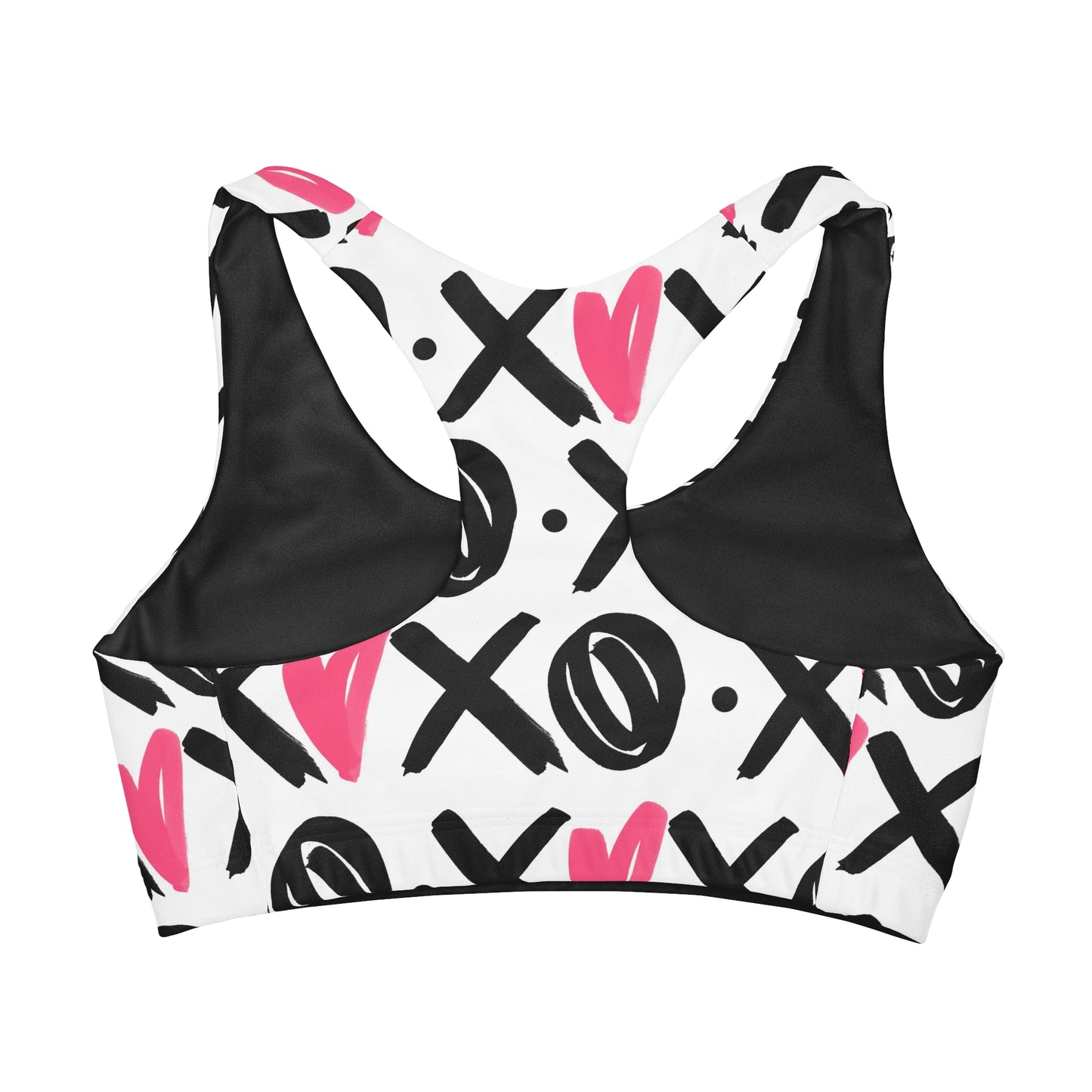 XO XO Black and Pink Valentines Day Girls Sports Bra