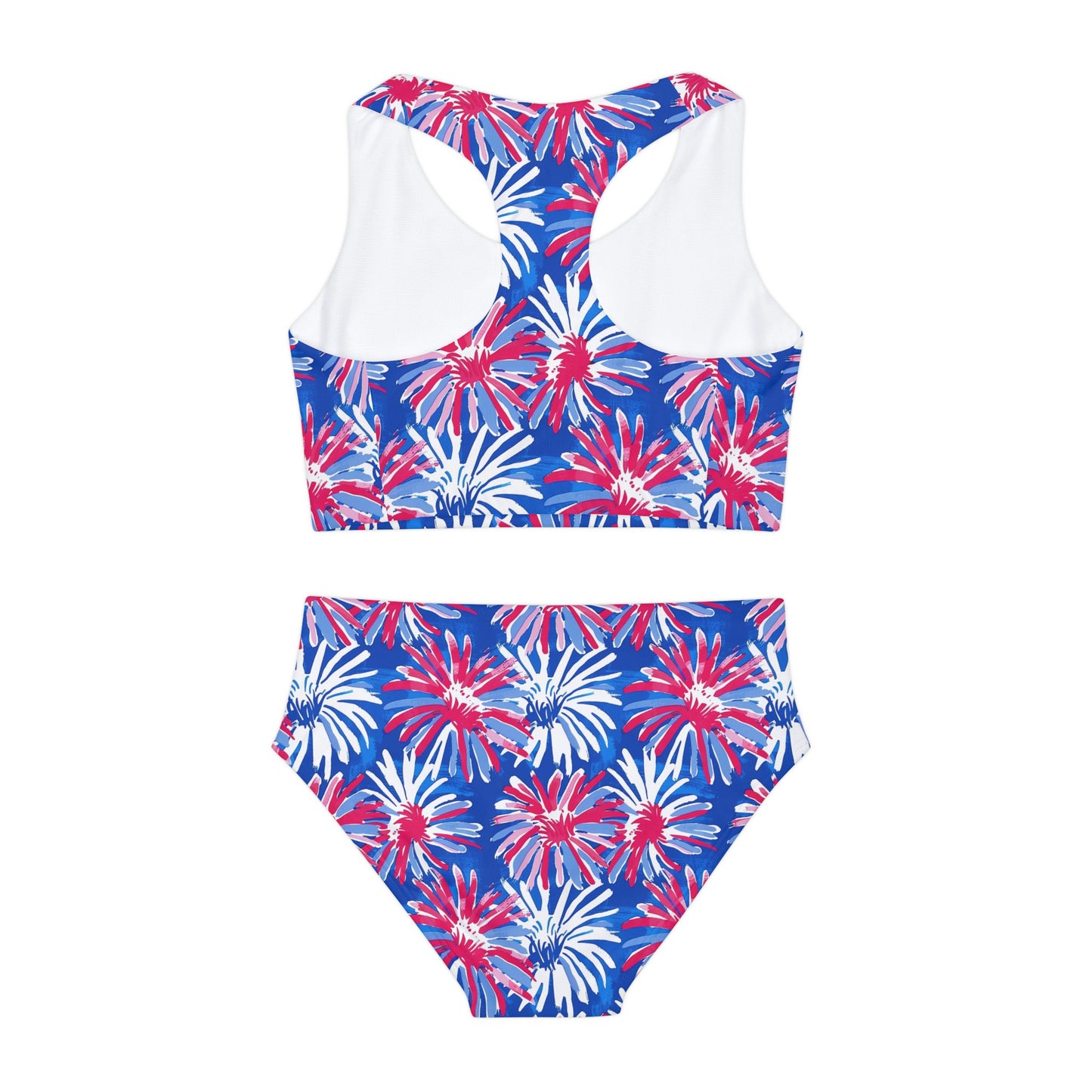 Preppy 4th of July Fireworks Girls Two Piece Swimsuit