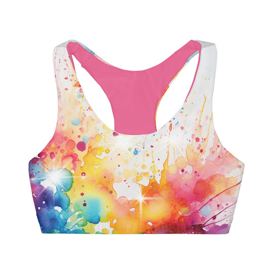 Rainbow Splash Girls' Double Lined Seamless Sports Bra