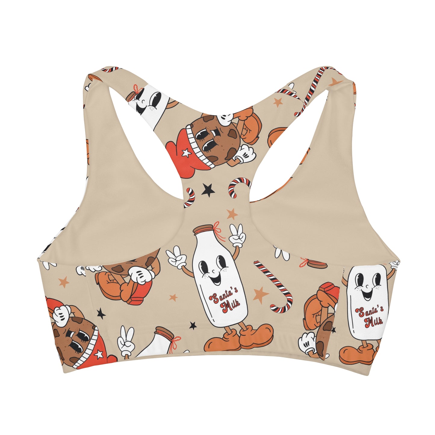 Santa Milk and Cookies Christmas Girls' Double Lined Seamless Sports Bra