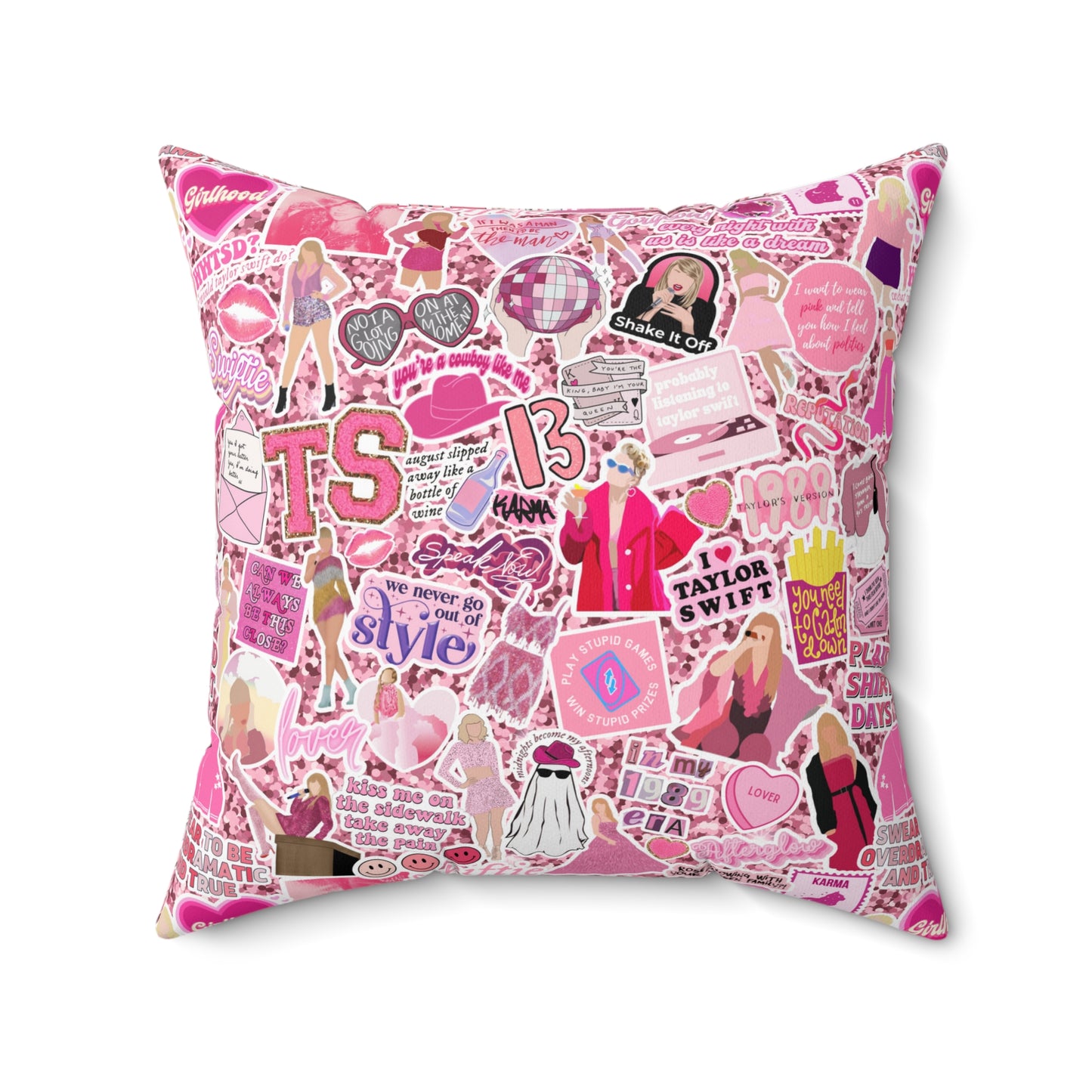 Pink Swiftie Square Pillow with Insert, Offered in 4 Sizes