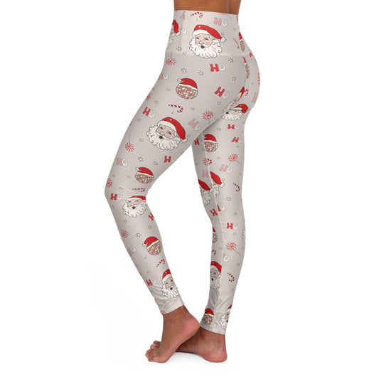 Retro Santa Ho Ho Ho Christmas High Waisted Yoga Leggings