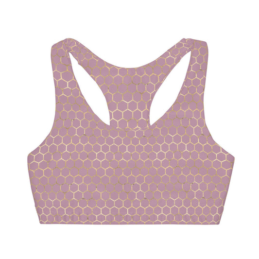 Blush Beehive Hexagon Girls Seamless Sports Bra