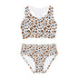 Orange and Black Neon Leopard Girls Two Piece Swimsuit