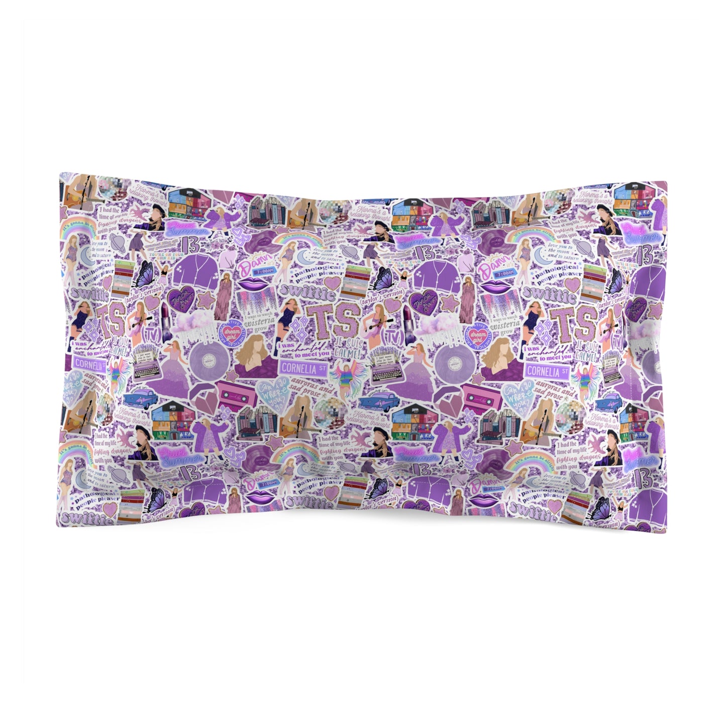 Swiftie Purple Pillow Sham, Design on Front and Cream Back, Please Select QTY 2 for a Pair