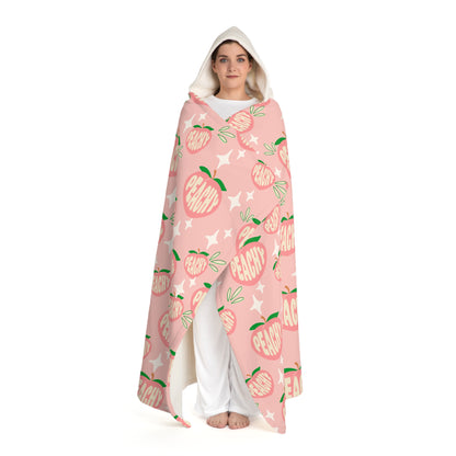 Peachy Teen Hooded Sherpa Fleece Blanket