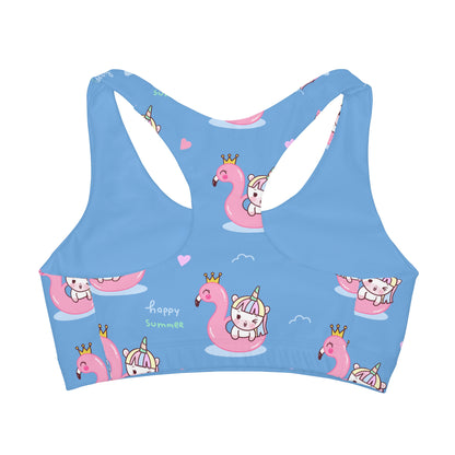 Blue Flamingo Unicorn Summer Girls' Sports Bra