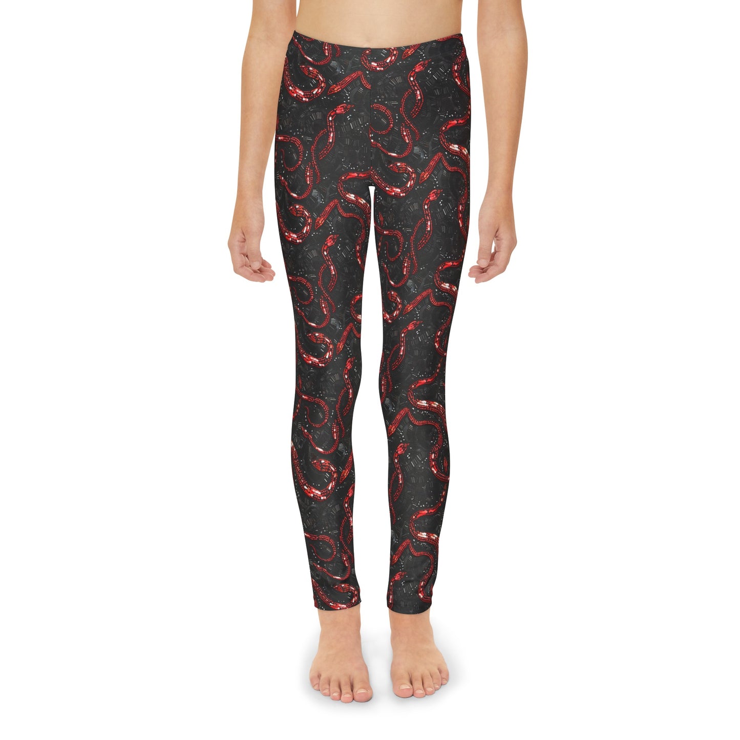 Swiftie Girls Black and Red Snake Full-Length Leggings