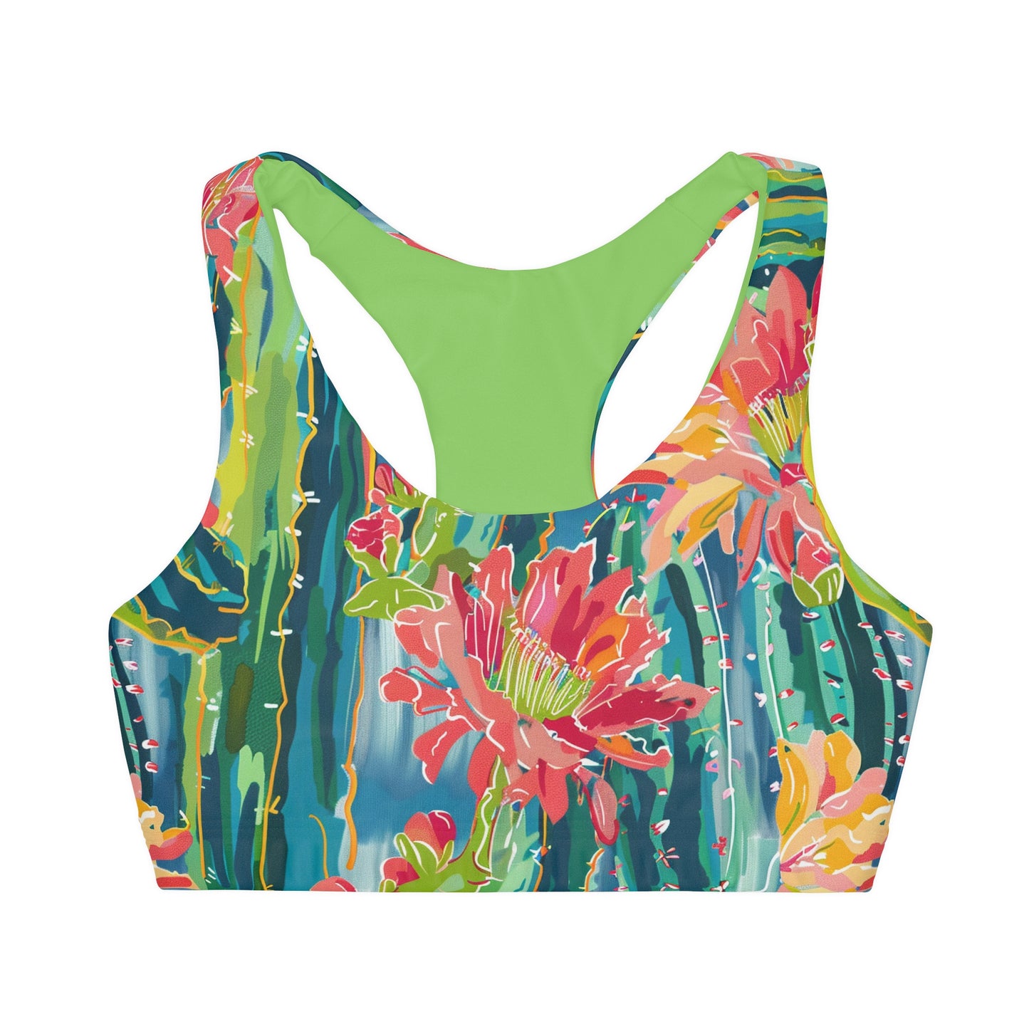 Preppy Cactus 2 Girls Seamless Sports Bra