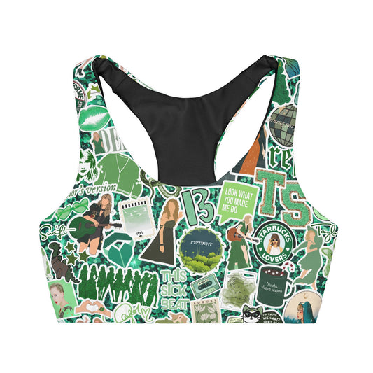 Green Swiftie Girls' Double Lined Seamless Sports Bra