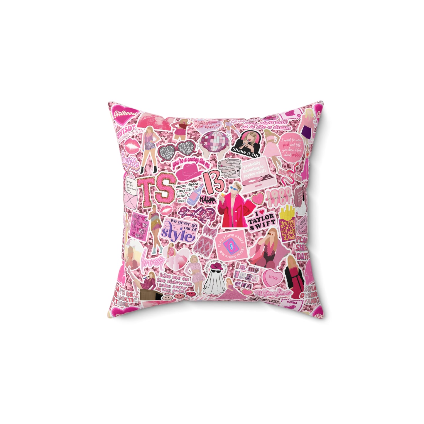 Pink Swiftie Square Pillow with Insert, Offered in 4 Sizes