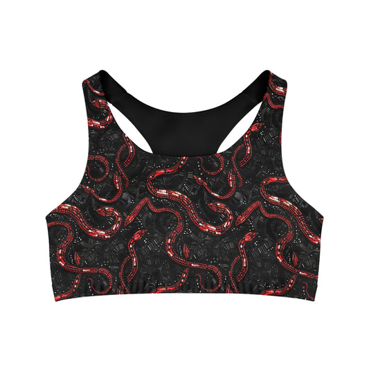 Teen & Adult Black and Red Swiftie Snake Lined Sports Bra