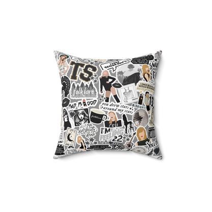 Black Swiftie Square Pillow with Insert, Offered in 4 Sizes