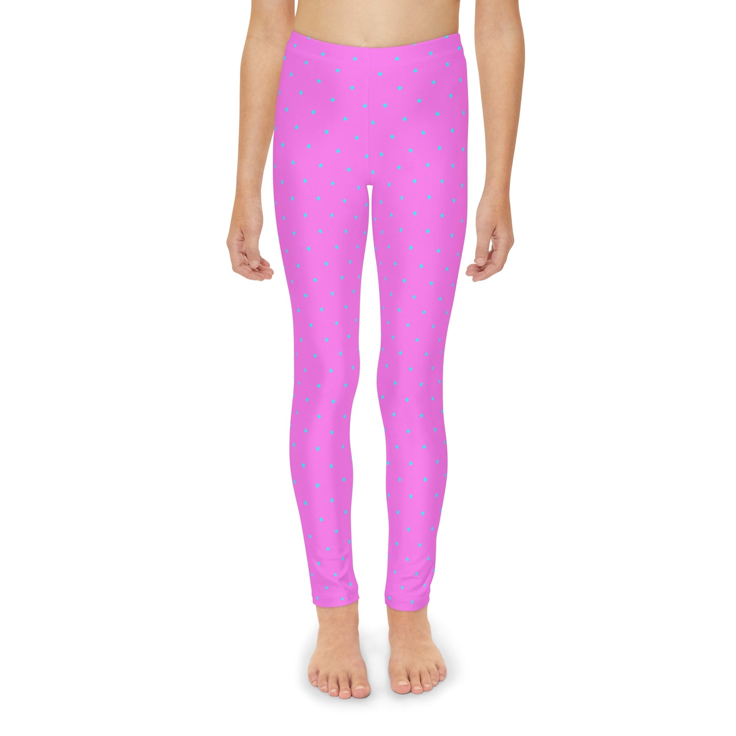 Purple with Teal Stars Girls Full-Length Leggings