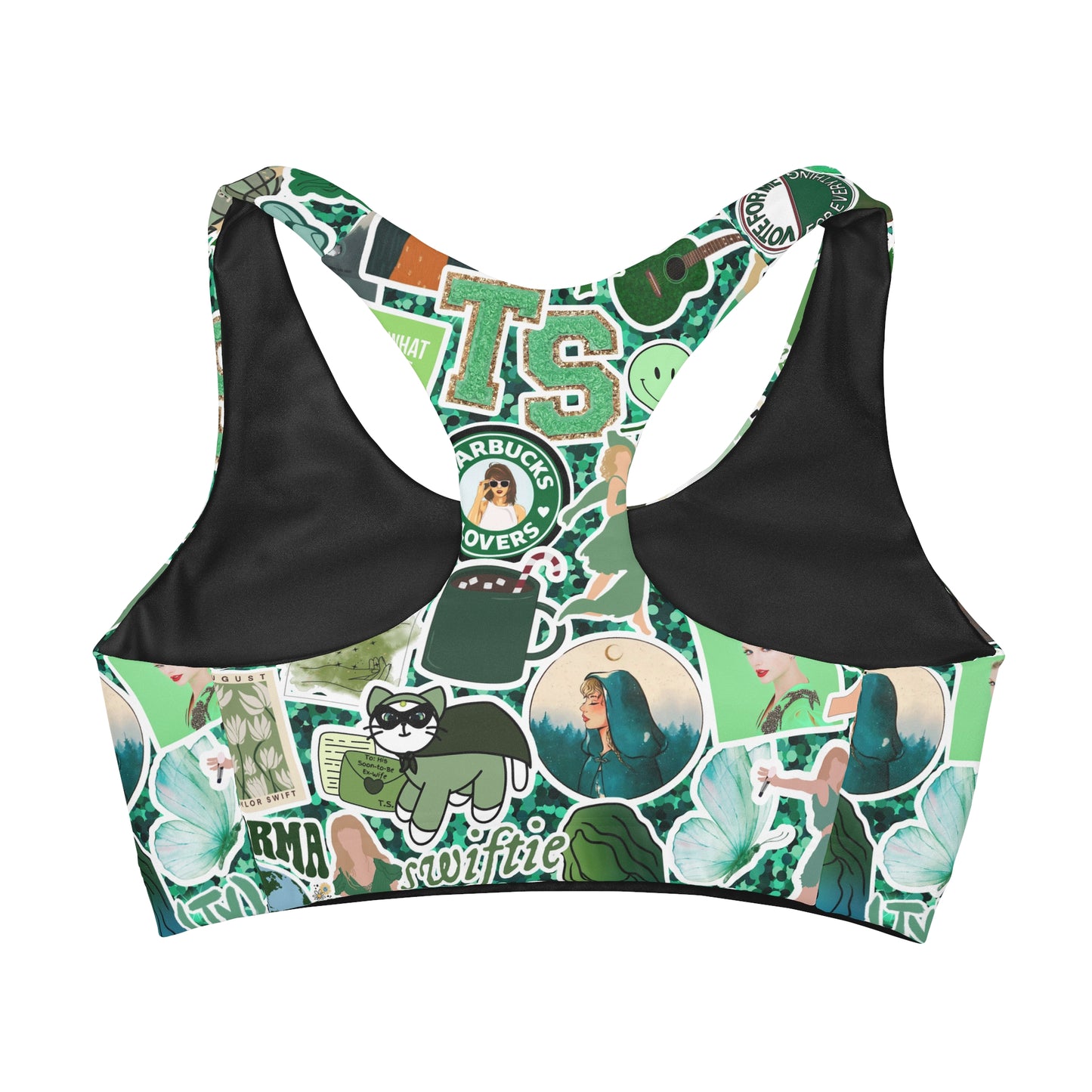 Curse Free_Green Swiftie Girls' Double Lined Seamless Sports Bra