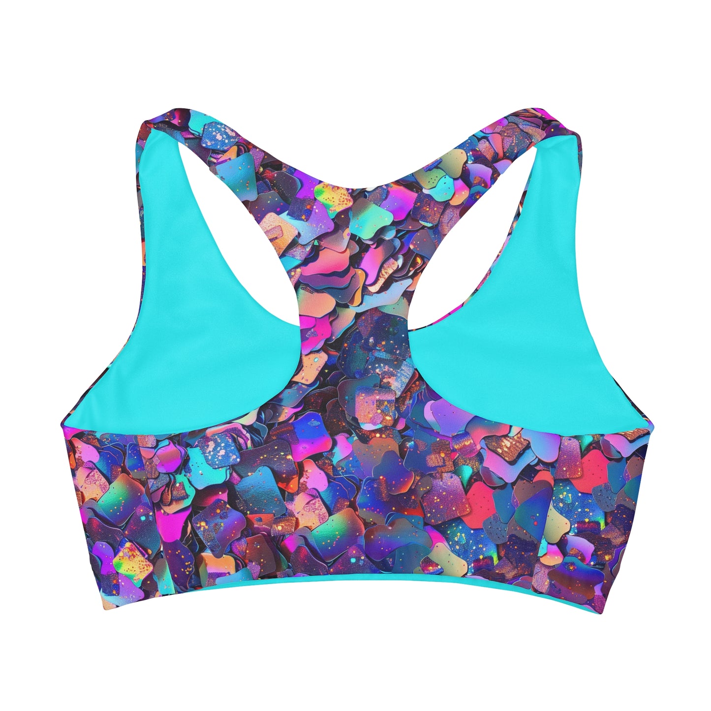 Glitter Teal GRAPHIC Girls Seamless Sports Bra