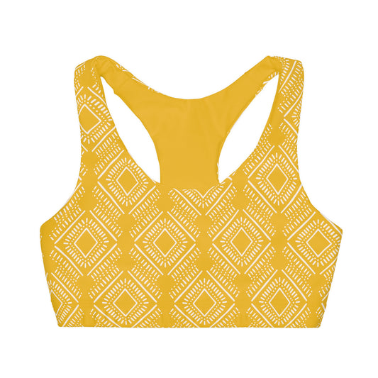 Boho Yellow Diamonds Girls Seamless Sports Bra