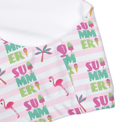 Pink and White Summer Flamingo GirlsTwo Piece Swimsuit