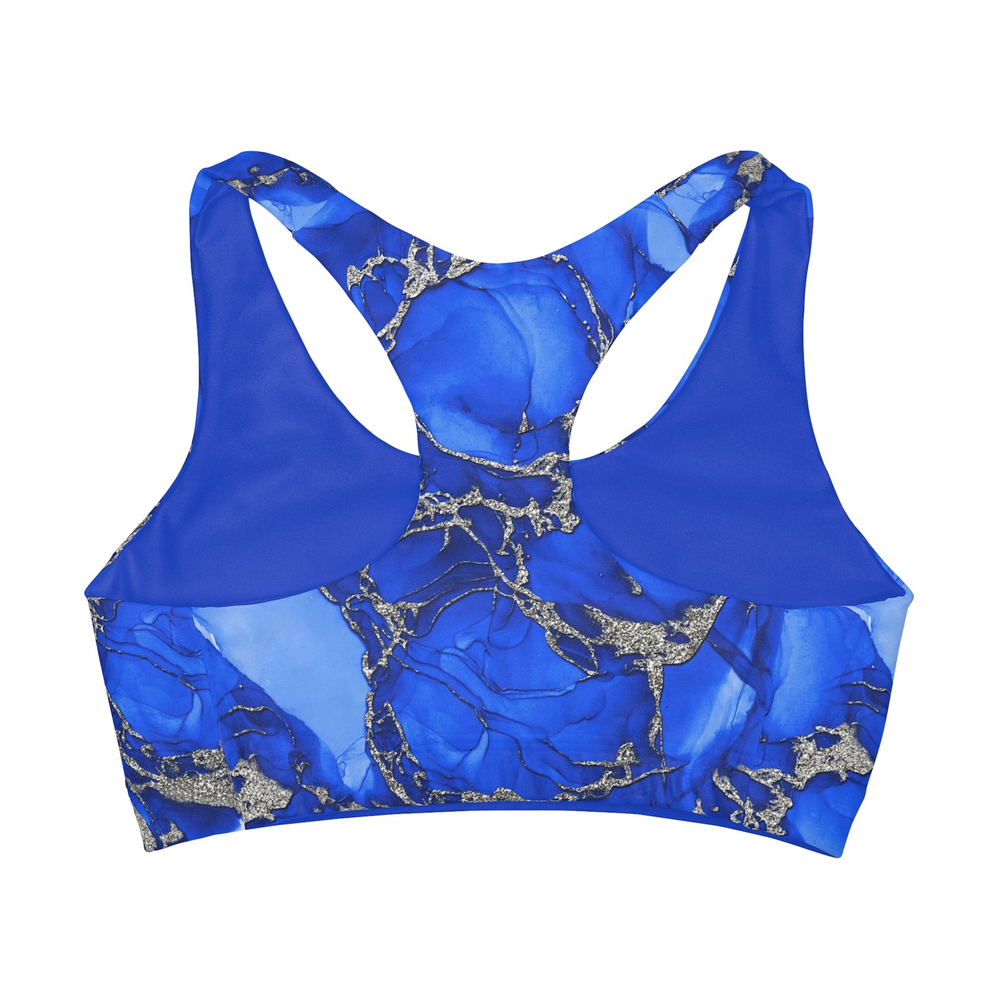 Blue and Silver Marble, Team Colors Girls' Sports Bra