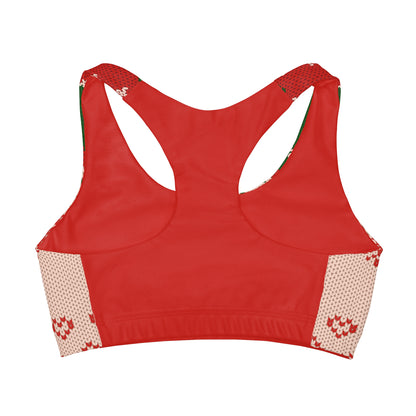 Merry Christmas Ugly Sweater Girls Sports Bra