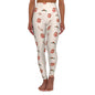 Smiley Face Santa Hat Cream High Waisted Yoga Leggings