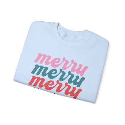 Merry Stacked Christmas Unisex Heavy Blend™ Crewneck Sweatshirt