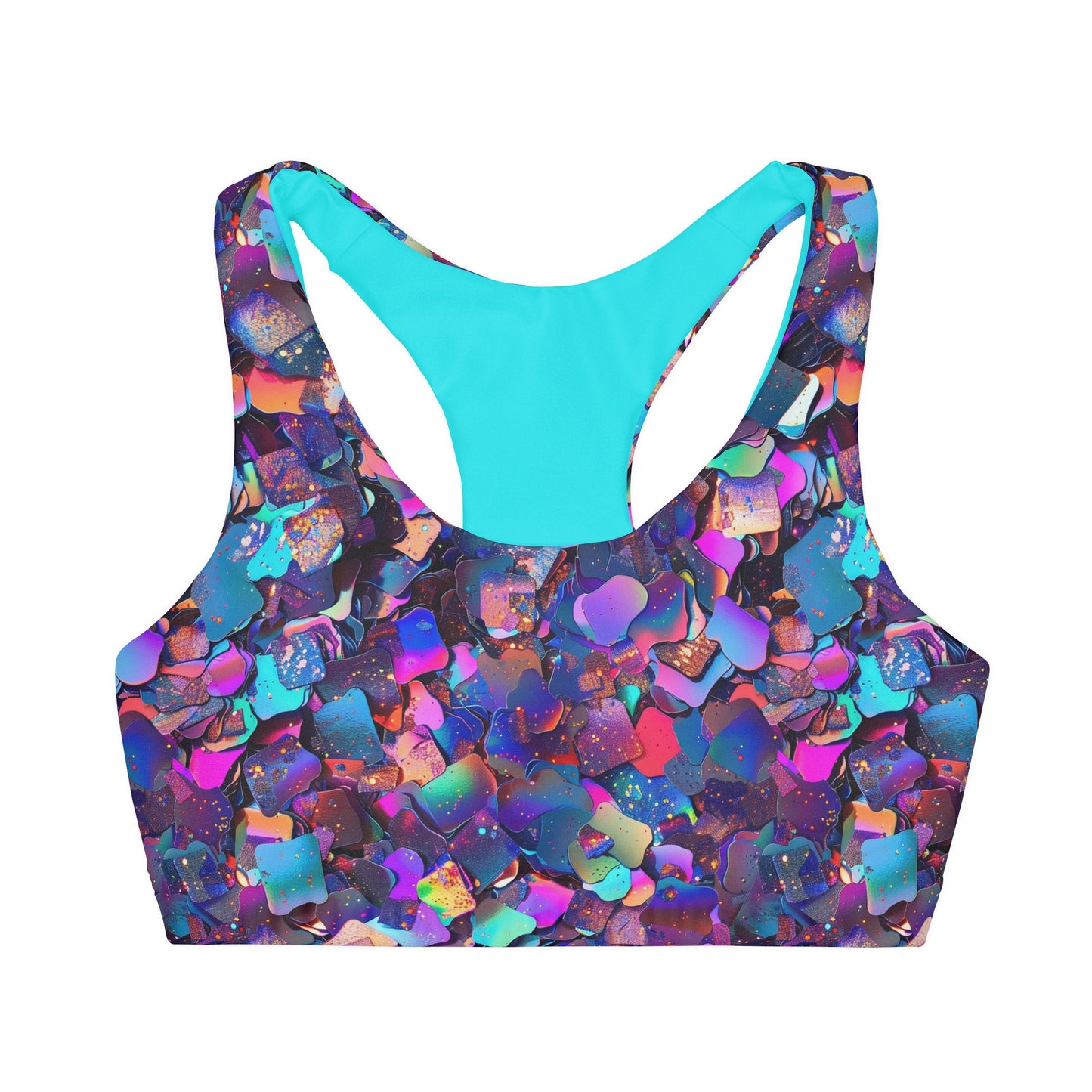 Glitter Teal GRAPHIC Girls Seamless Sports Bra