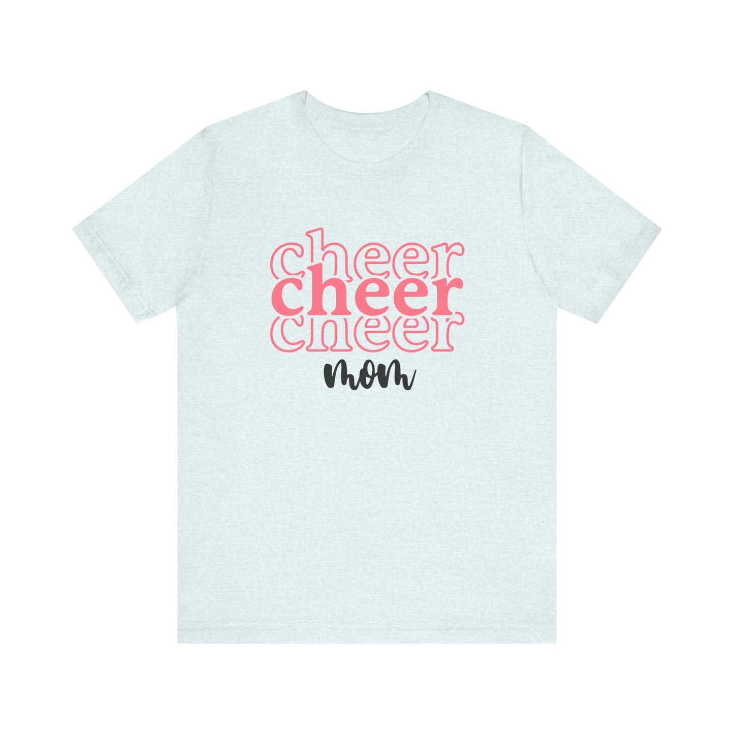 Cheer Stacked Mom, Pink, Light Blue, White